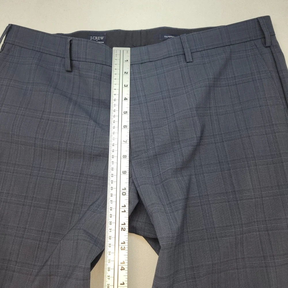 J.Crew Thompson Dress Pants Men 38x32 Blue Plaid Tapered Wool Blend Trouser